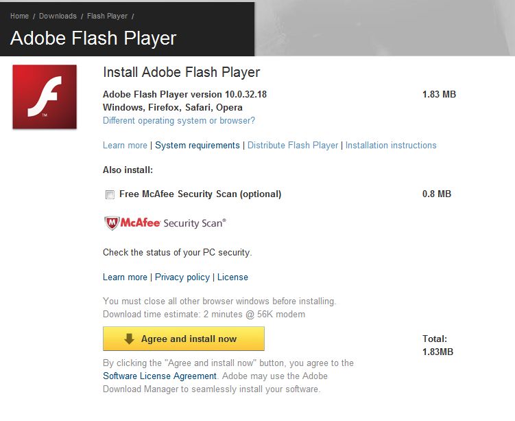 Adobe Flash Player for Internet Explorer