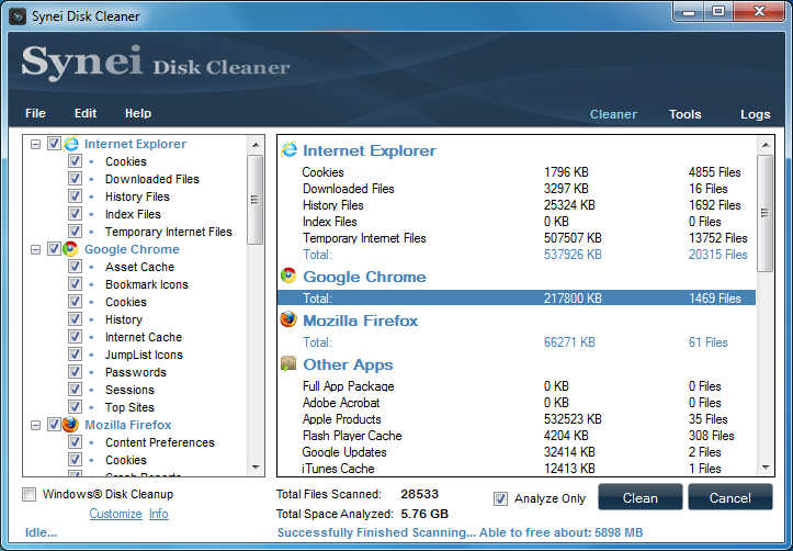 برنامج مجانى لتنظيف جهازك وتوفير مساحة خالية وتحسين الاداء Synei Disk Cleaner 1.15 برنامج مجانى لتنظيف جهازك وتوفير مساحة خالية وتحسين الاداء Synei Disk Cleaner 1.15