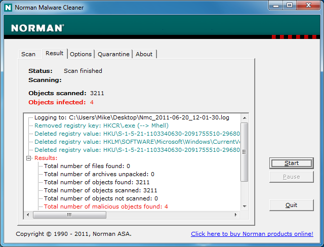 Norman malware cleaner