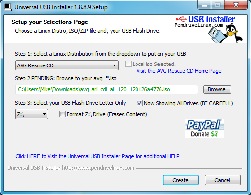 universal usb installer not working