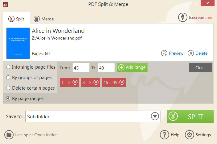 Icecream PDF Split and Merge 3.46 free download Software