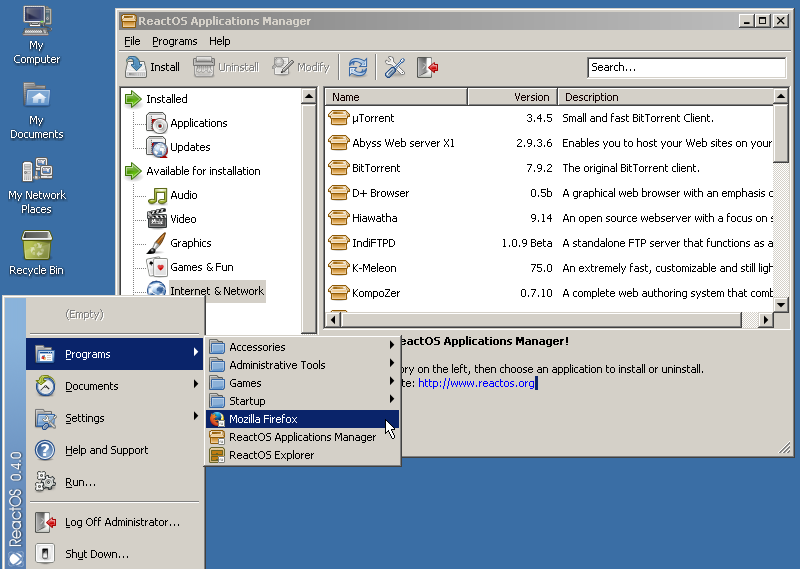 reactos operating system