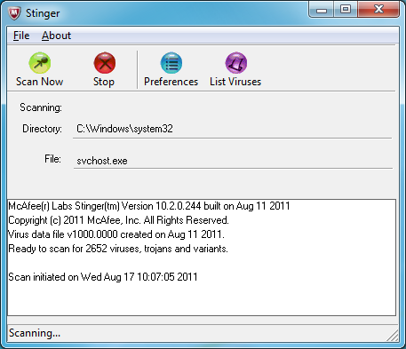 Stinger anti-virus download.