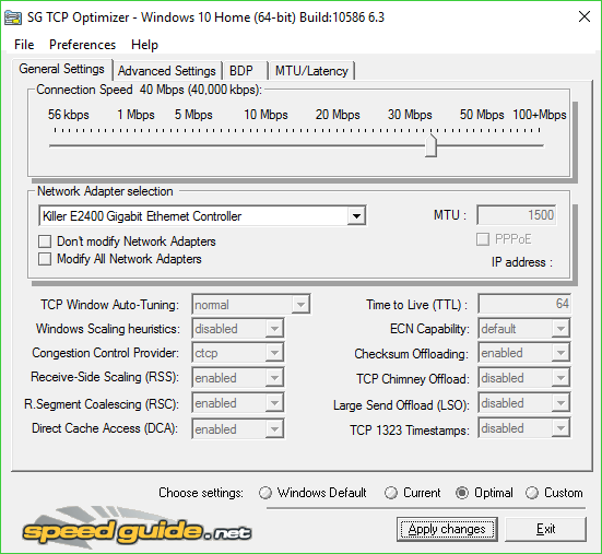 Speed guide network tcp optimizer software