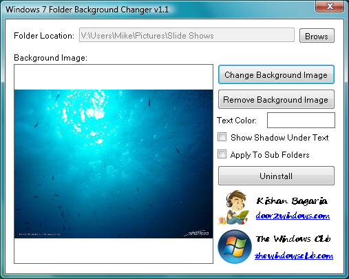 Windows 7 Folder Background Changer - \