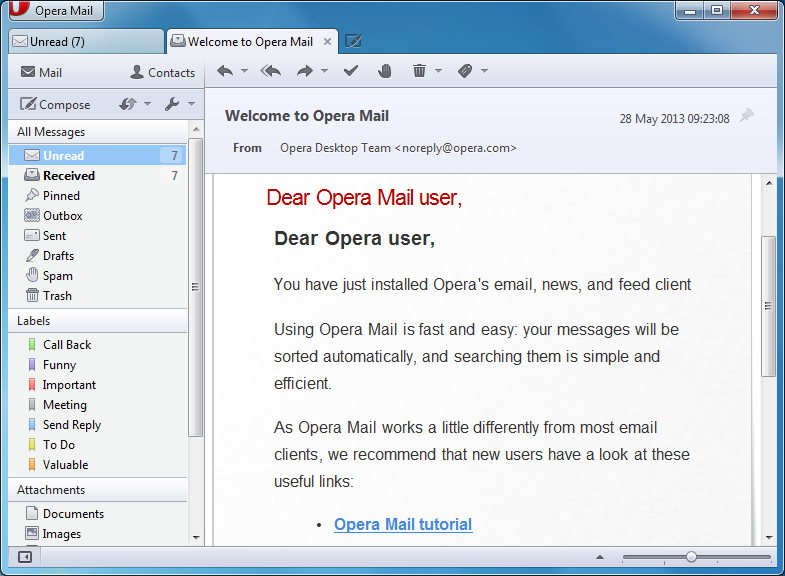 accessing opera mail