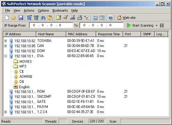 network scanner mac address