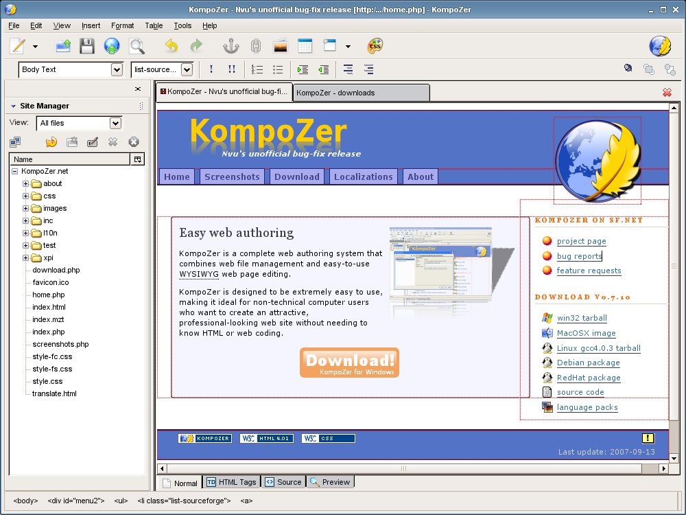 Kompozer 0 8b3 Free Download Software Reviews Downloads News Free Trials Freeware And Full Commercial Software Downloadcrew
