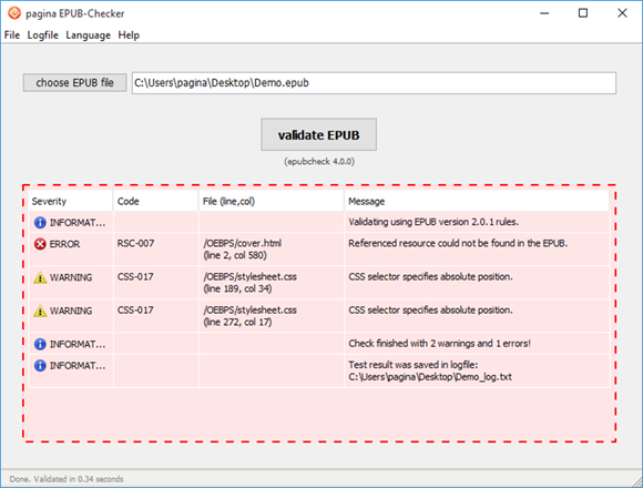 pagina epub checker