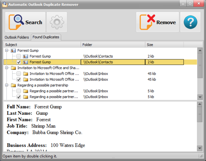 free outlook duplicate remover 2010