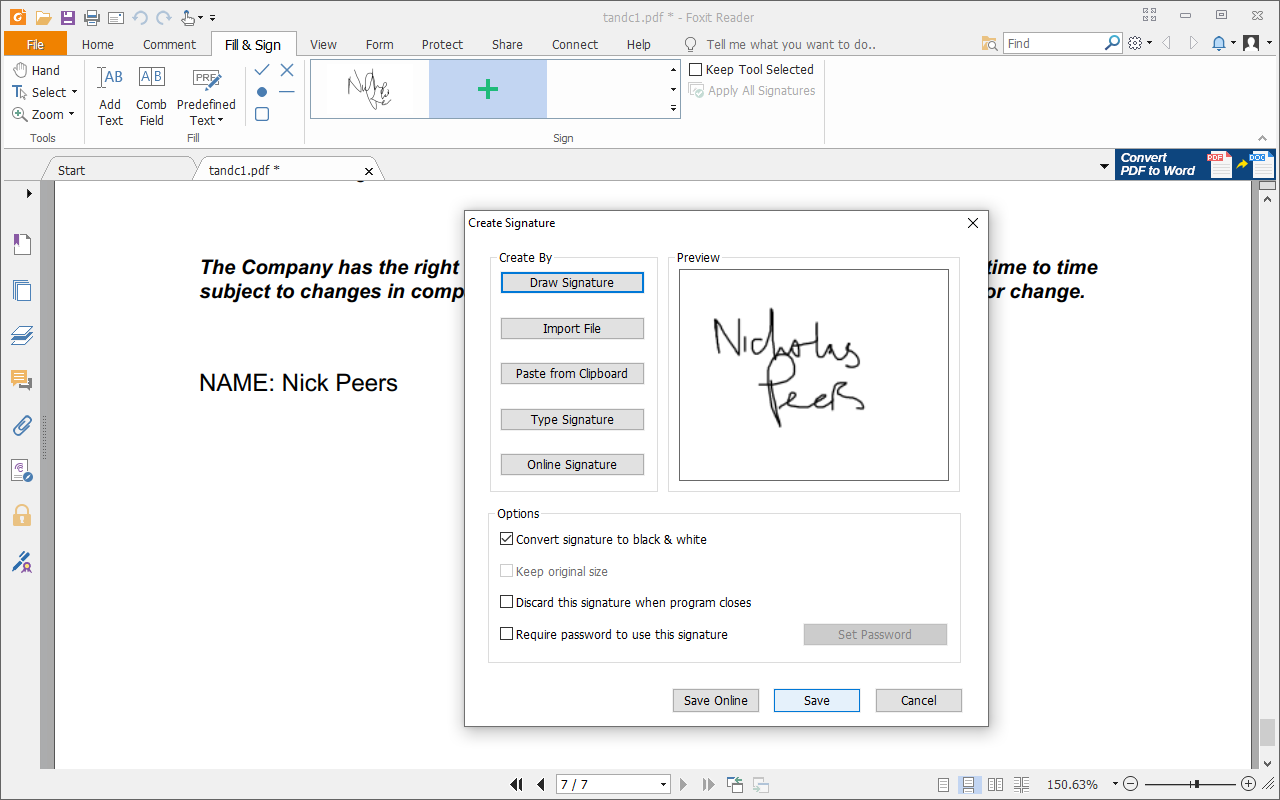 how to remove signature from pdf foxit