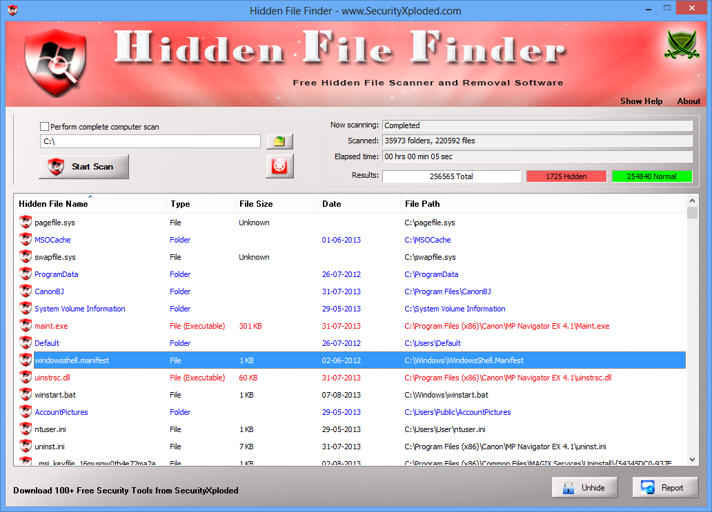 hidden file finder