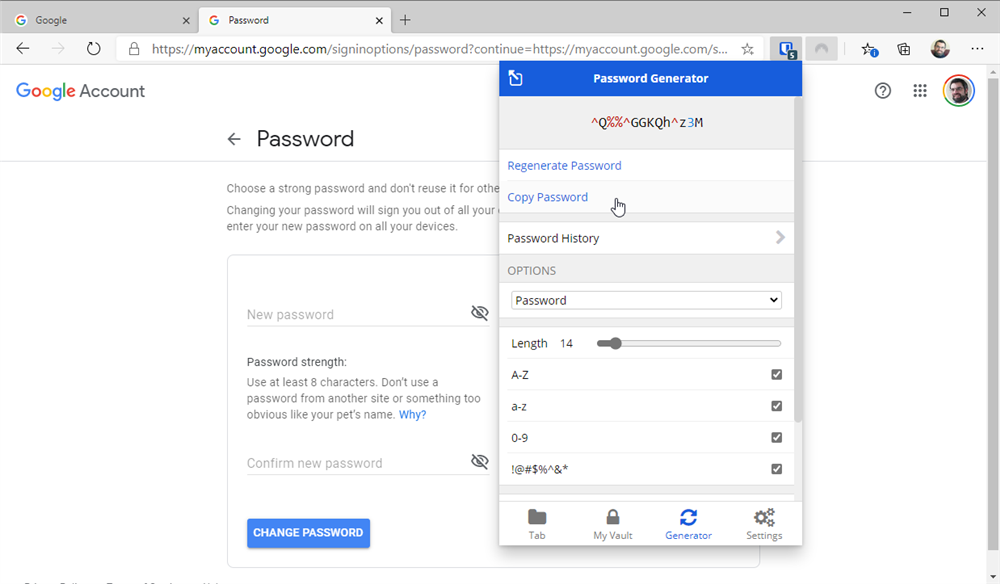 bitwarden password generator