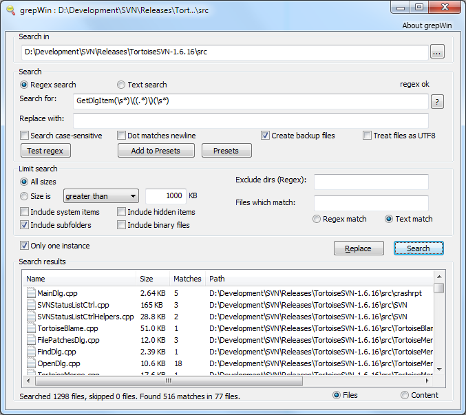 windows grep vs grepwin