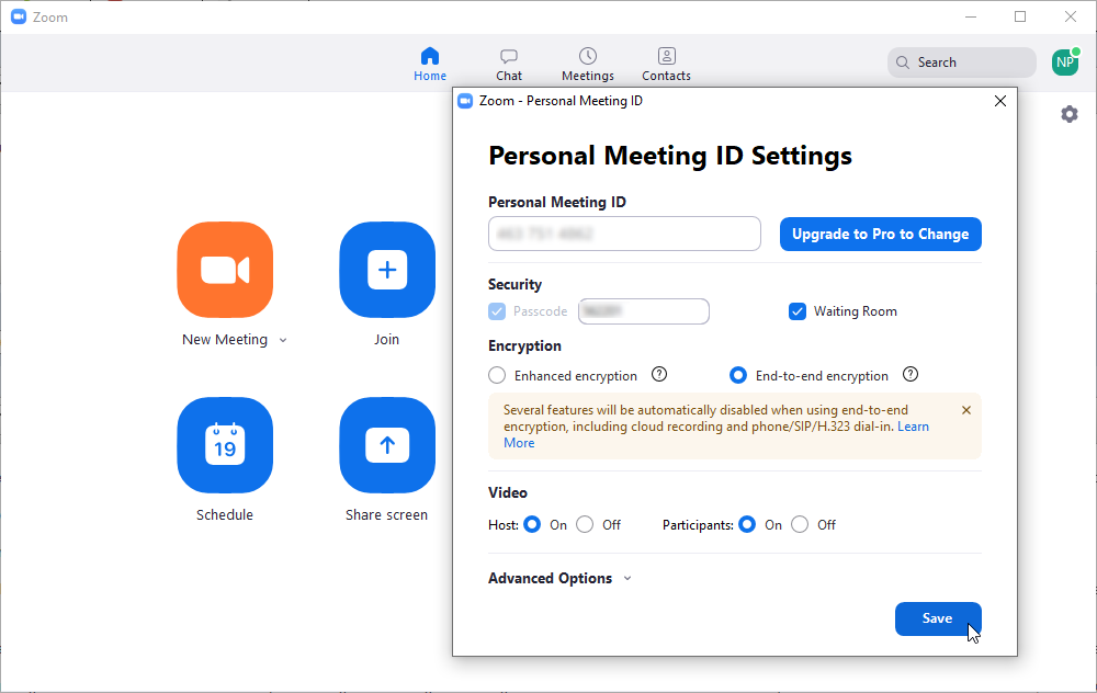 in zoom keybase app chat from