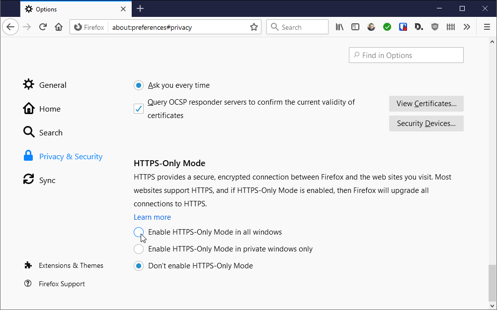 firefox blocking https