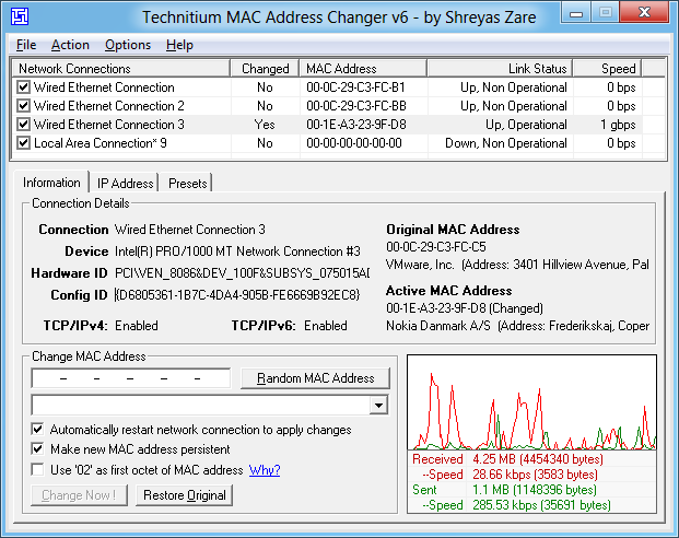 Mac address spoofing windows 7