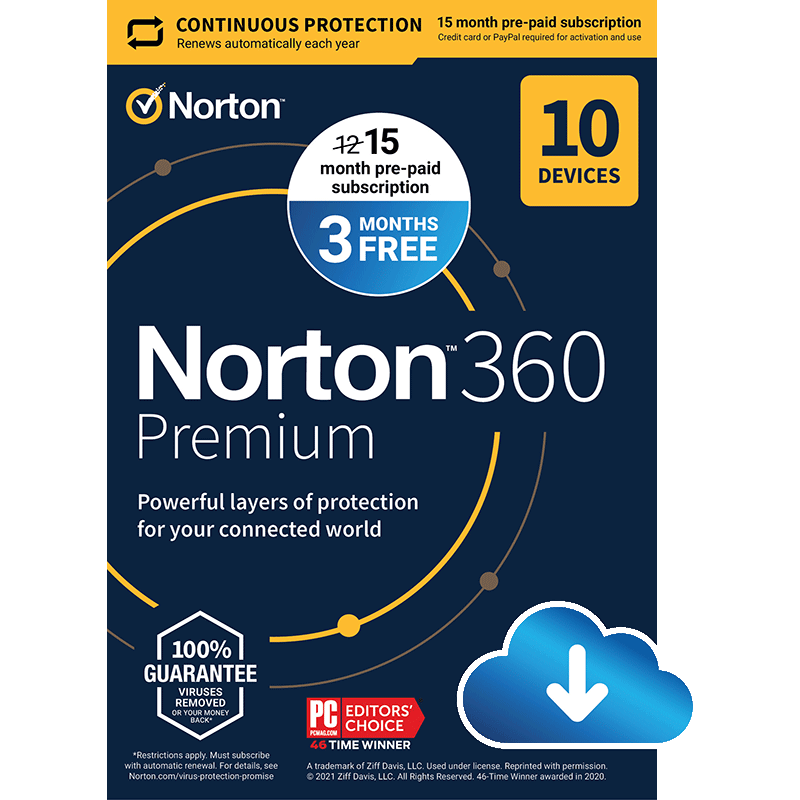 PCWorld Software Store - Norton 360 Premium 2024 [10-D, 15-M] - 70% off MSRP