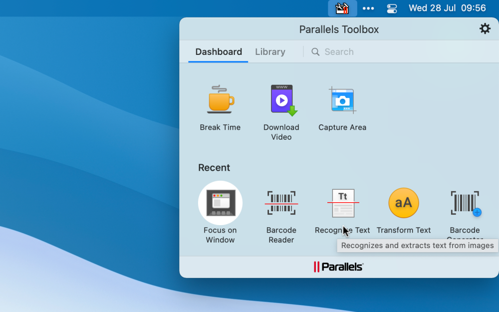 parallels toolbox not active